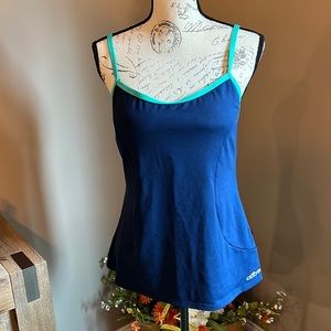Like New -Dolfin Tankini top Blue w/teal accents- size LG - comfy & flattering